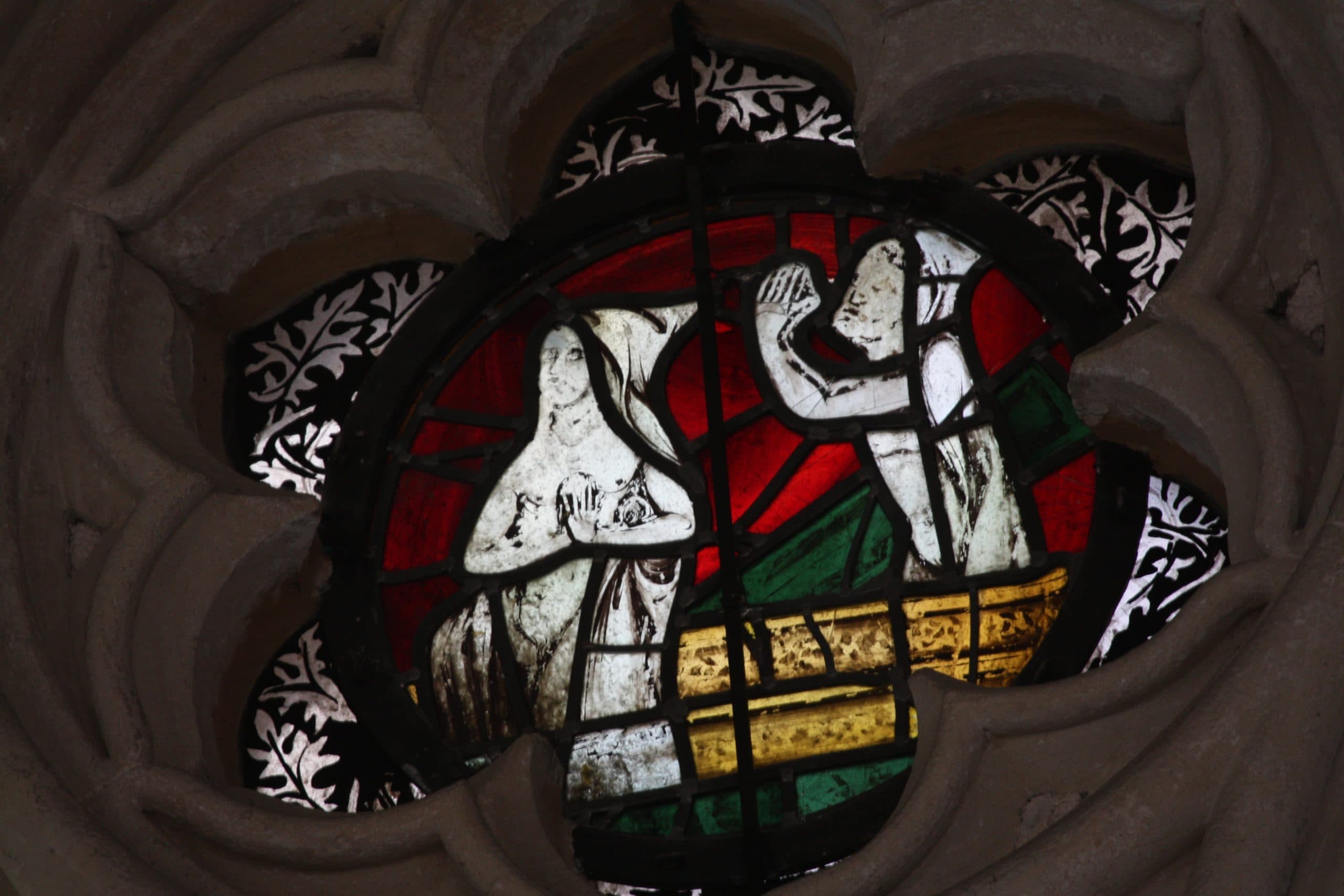 Stained glass window in Wells Cathedral